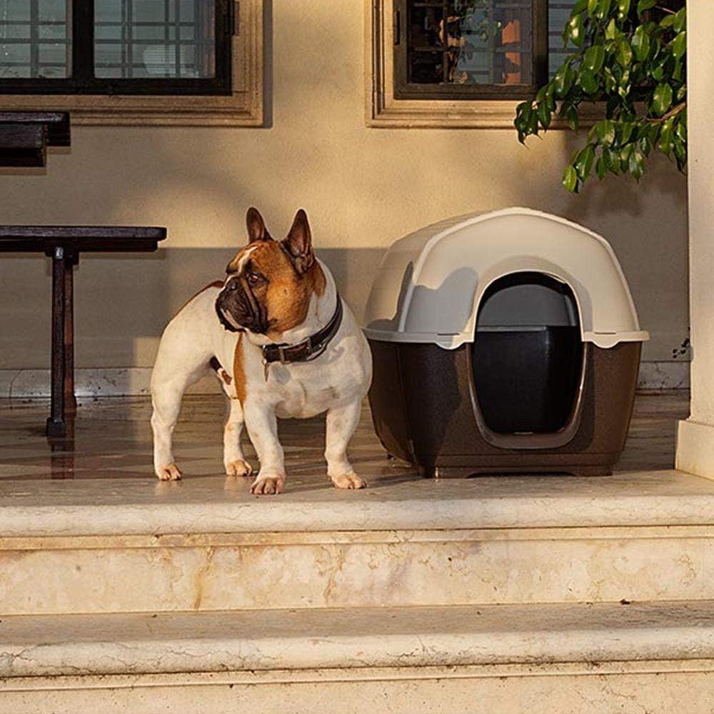 Outdoor Dog House Weatherproof UV-Resistant Resin Kennel 78x50x50cm