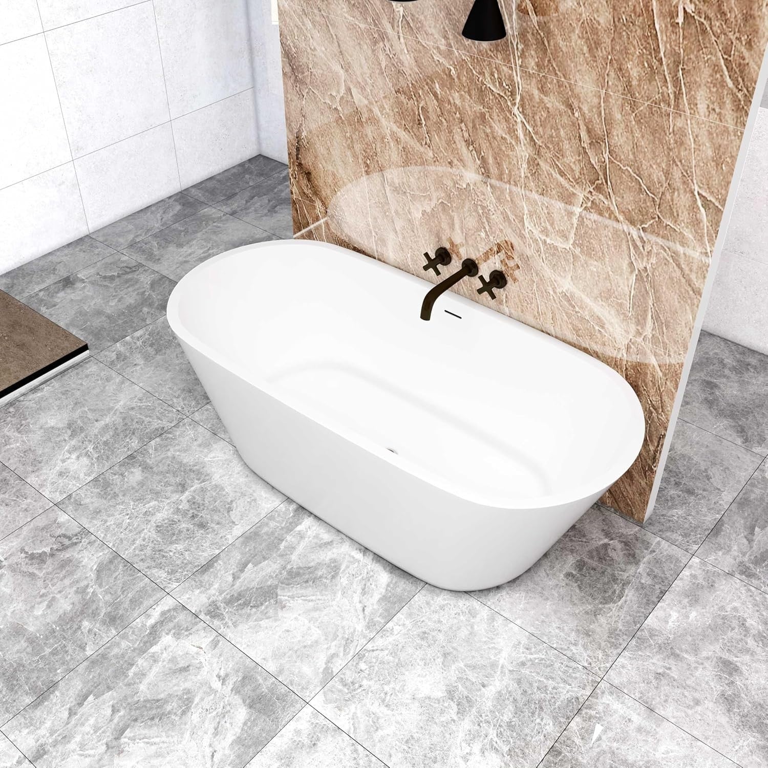 1700x800mm Modern Freestanding Double Ended Bath Tub White Gloss Acrylic Spa