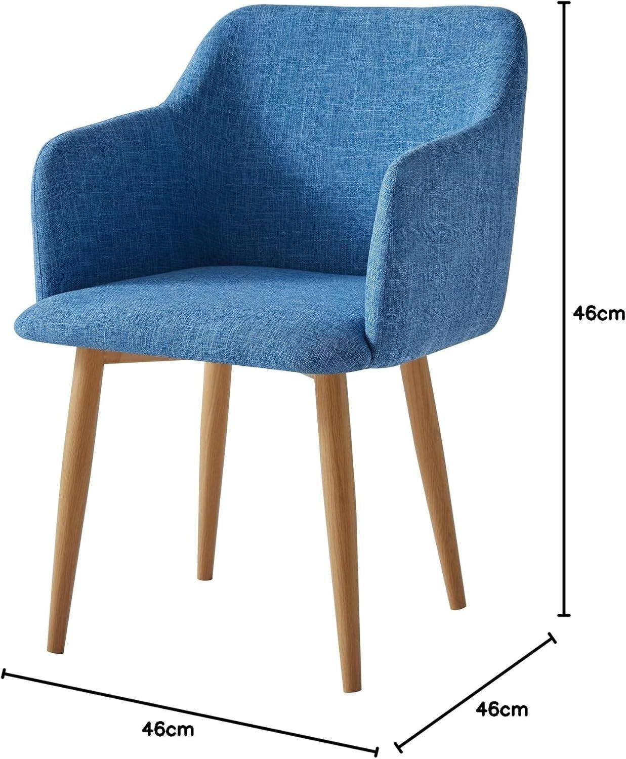 Blue Fabric Tub Chair Wing Back Armchair, Compact Bedroom Vanity Seat