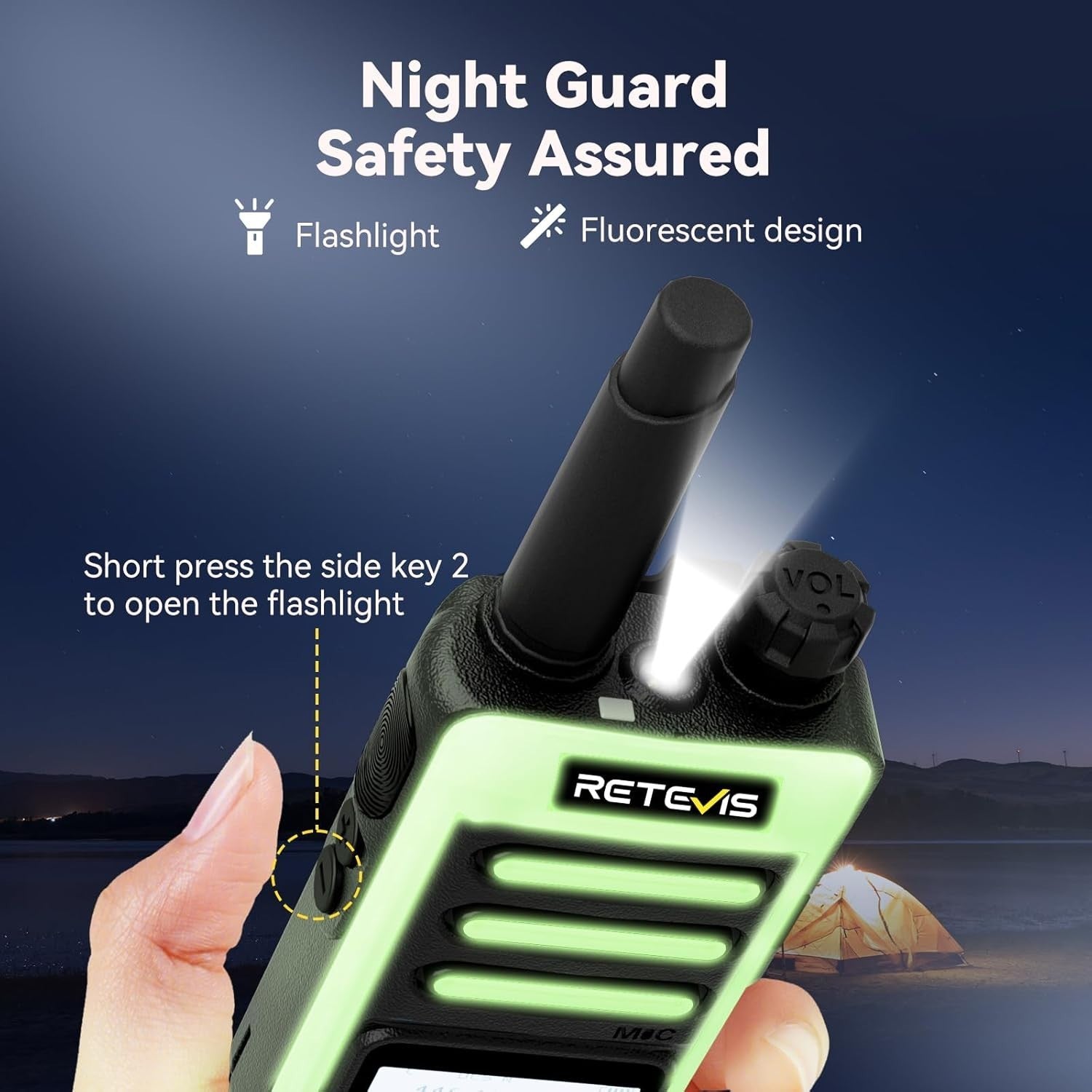Rechargeable Walkie Talkie LCD Screen Type-C Fast Charging LED Radio