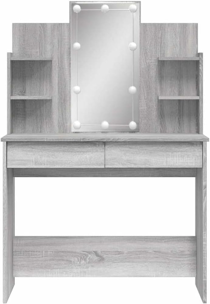Grey Sonoma Dressing Table Vanity Set w/ LED Light Mirror & Storage Drawers