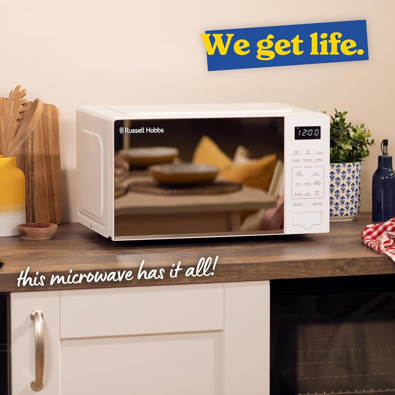 20L Digital Microwave 800W Touch Control 10 Power Levels White