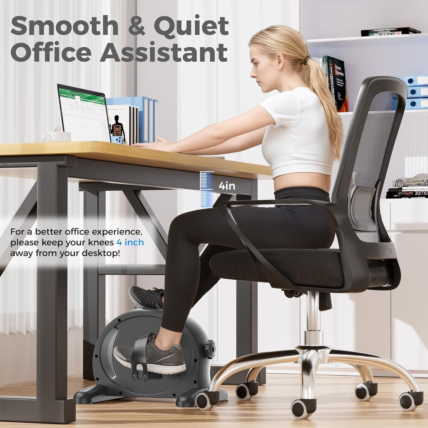 Compact Pedal Exerciser Under Desk Fitness Cycle LCD Rehab Trainer