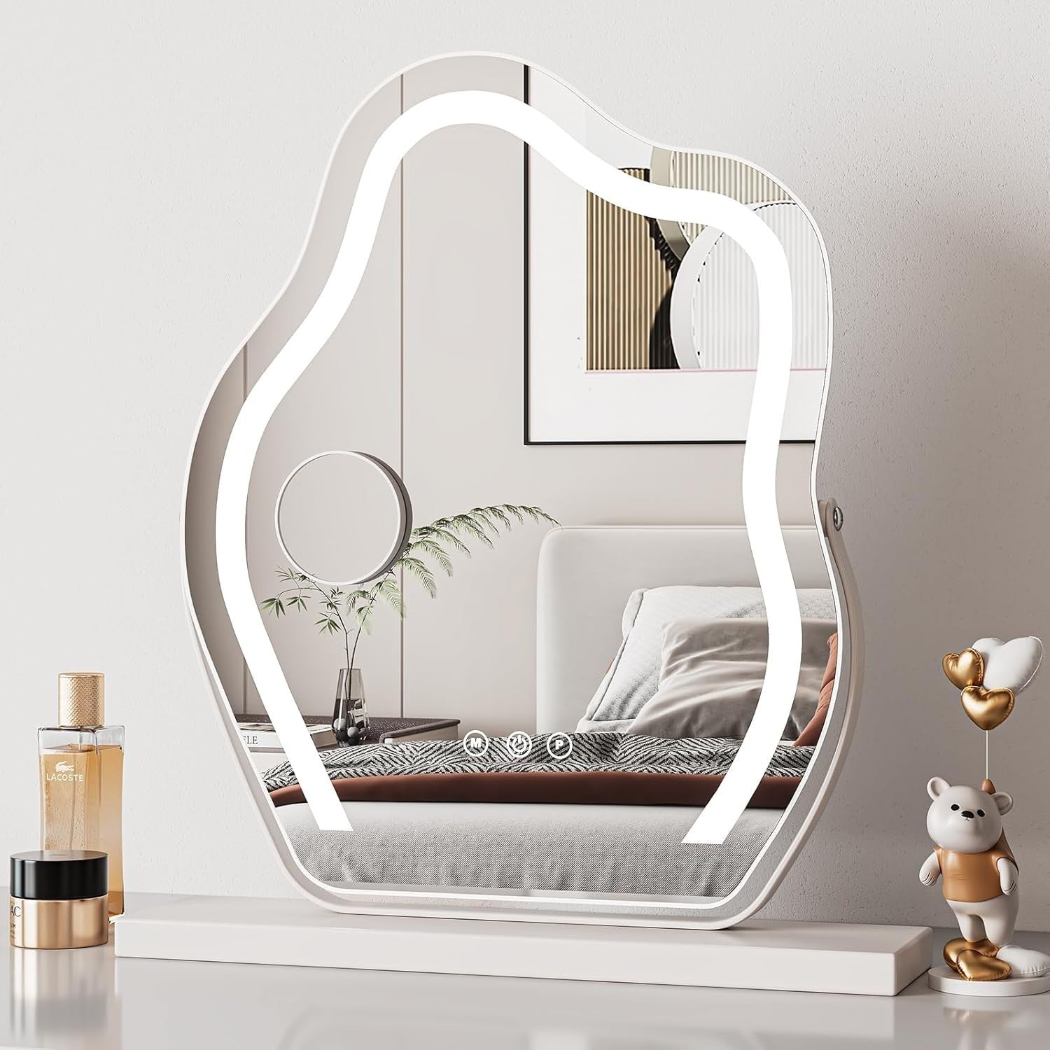 LED Cloud Vanity Mirror 50x50cm Touch Rotating Lighted Makeup Mirror