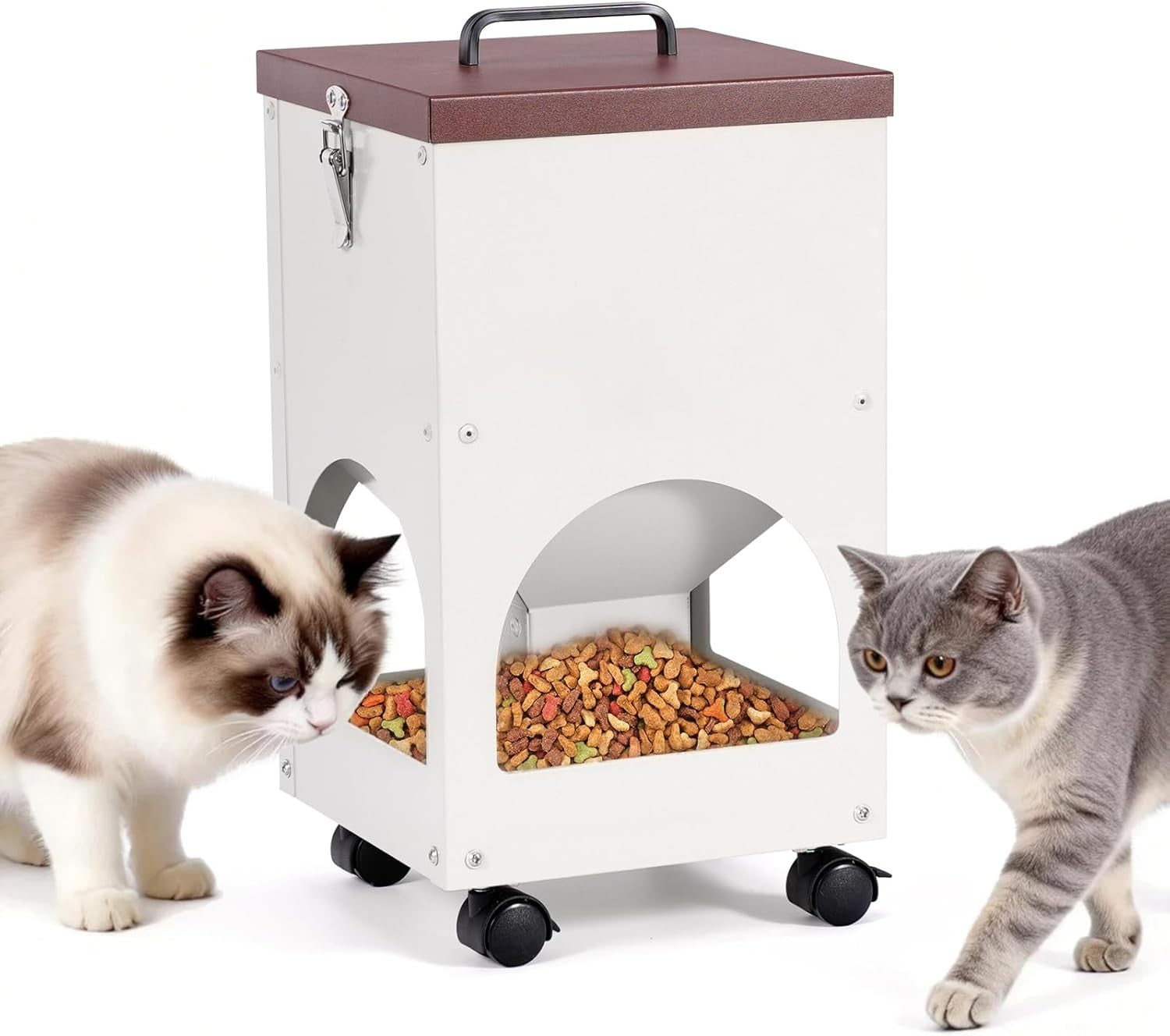 9L Automatic Cat Feeder 4 Bowl Stainless Steel Food Dispenser Station