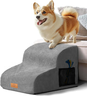 Grey 2 Step Dog Stairs 30D Foam Non Slip Ramp 40x30x40cm