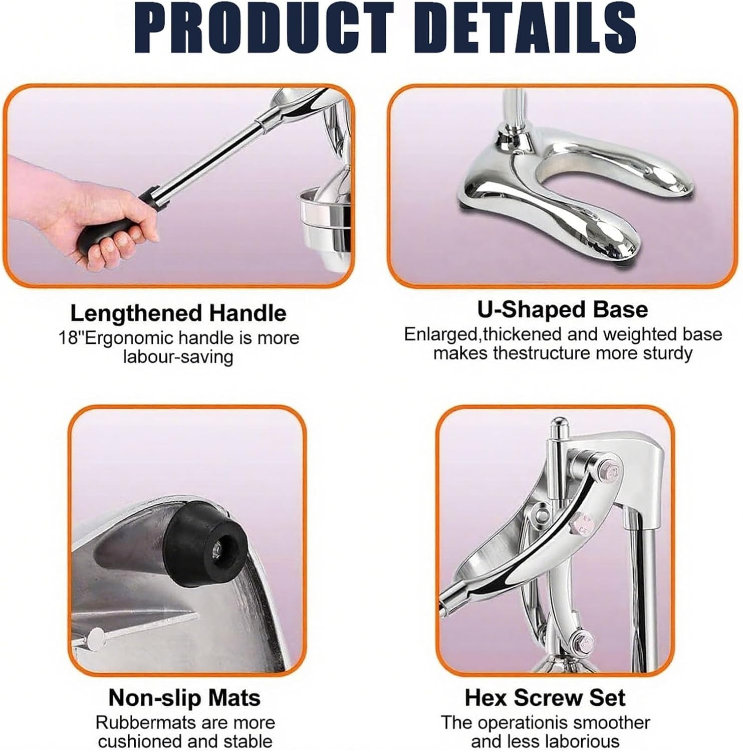 Manual Citrus Juicer Hand Press Stainless Steel Orange Lemon Pomegranate
