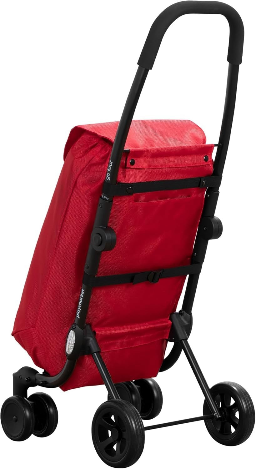 Red Folding 4-to-2 Wheel Shopping Trolley 43L Lightweight Aluminium Cart