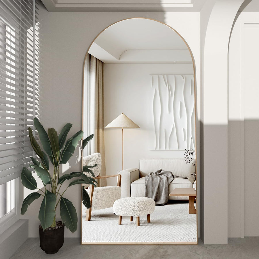 Large Gold Arch Floor Mirror 180x80cm Full Length Standing Dressing