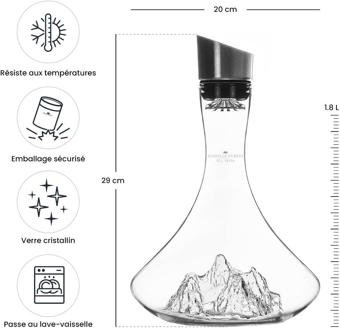 Premium 1.8L Crystal Wine Decanter Hand-Blown Aerator with Mountain Base