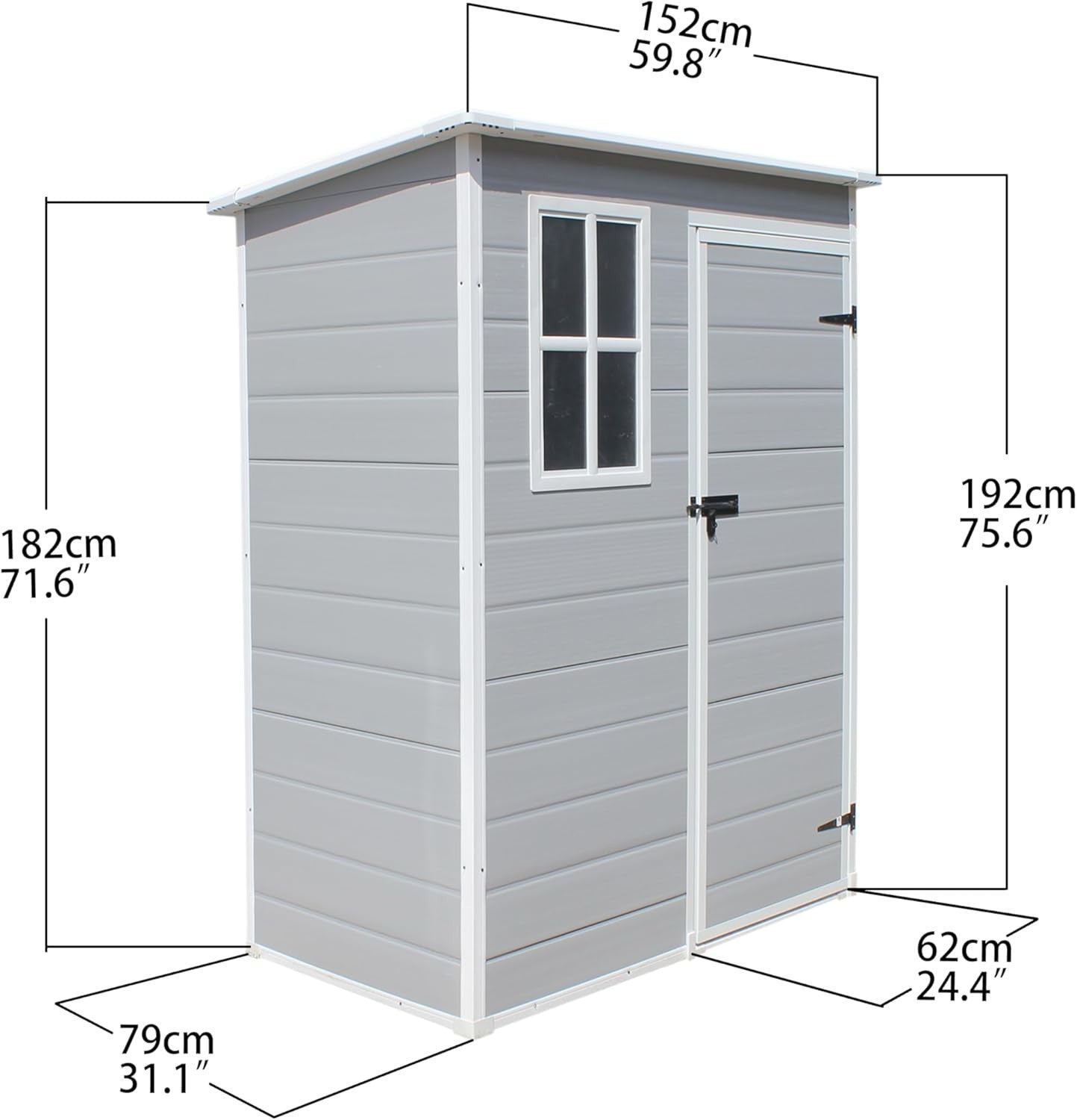 Plastic Garden Storage Shed 5x2.6ft Waterproof Outdoor Tool Shed with Floor Grey