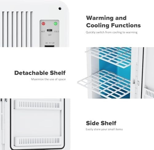 22L Mini Fridge Cooler & Warmer | Portable, Adjustable Shelves, 30 Cans White