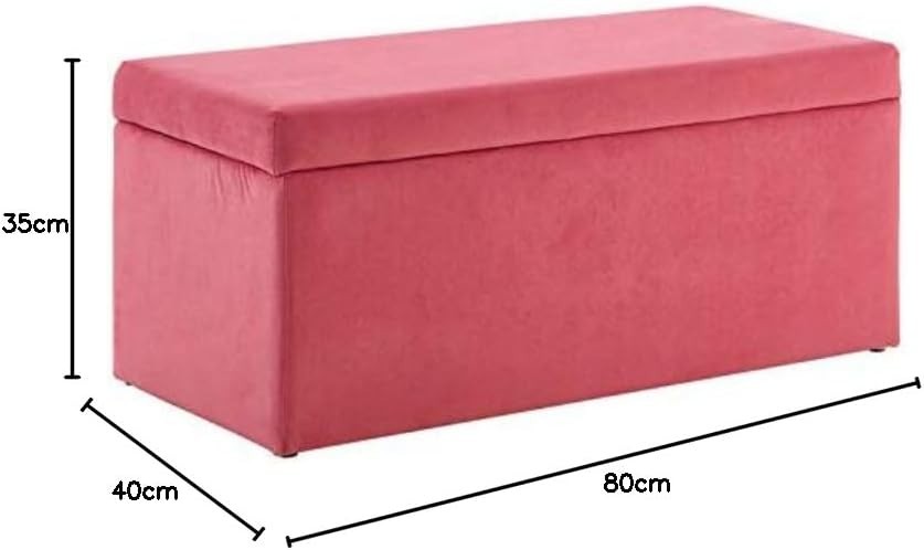 Soft Pink Kids Storage Ottoman with Velvet Seat & Smooth Lift – Stylish & Durabl