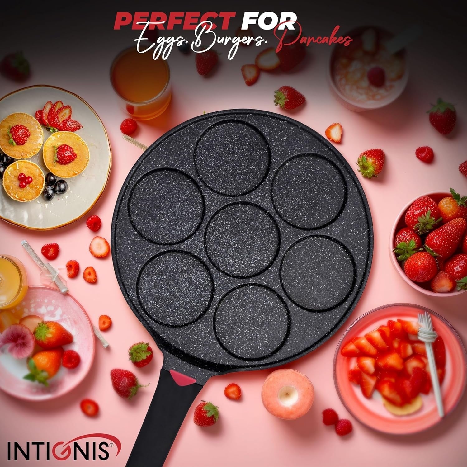 26cm Non-Stick Mini Pancake Pan | 4 & 7 Moulds Crepe Egg Uthappam | Induction