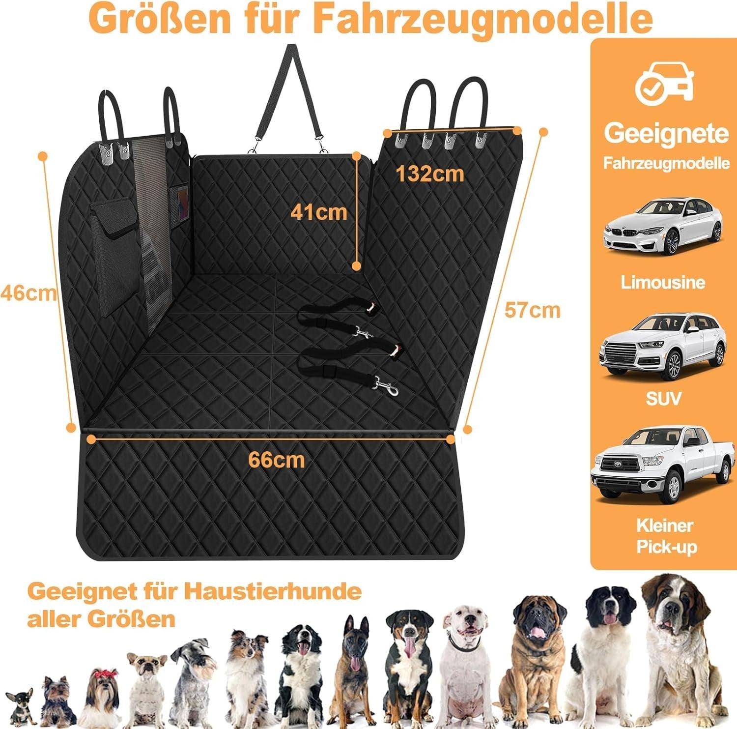Hard Base Dog Car Seat Extender Waterproof Rear Hammock SUV Truck