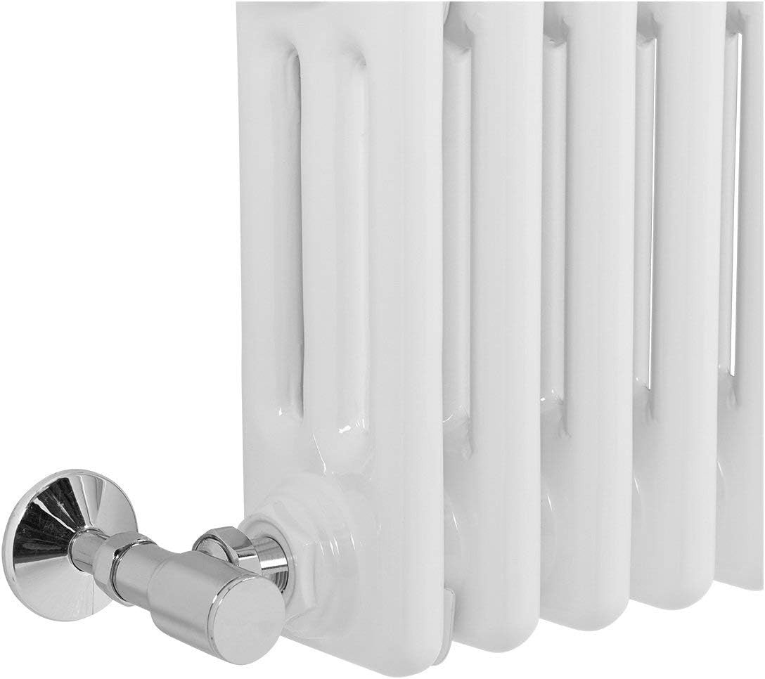 Triple Column Horizontal Radiator 300x1460mm White Cast Iron Style