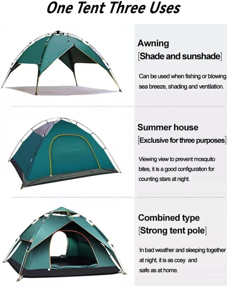 2-3 Person Pop Up Camping Tent Double Layer Lightweight Beige