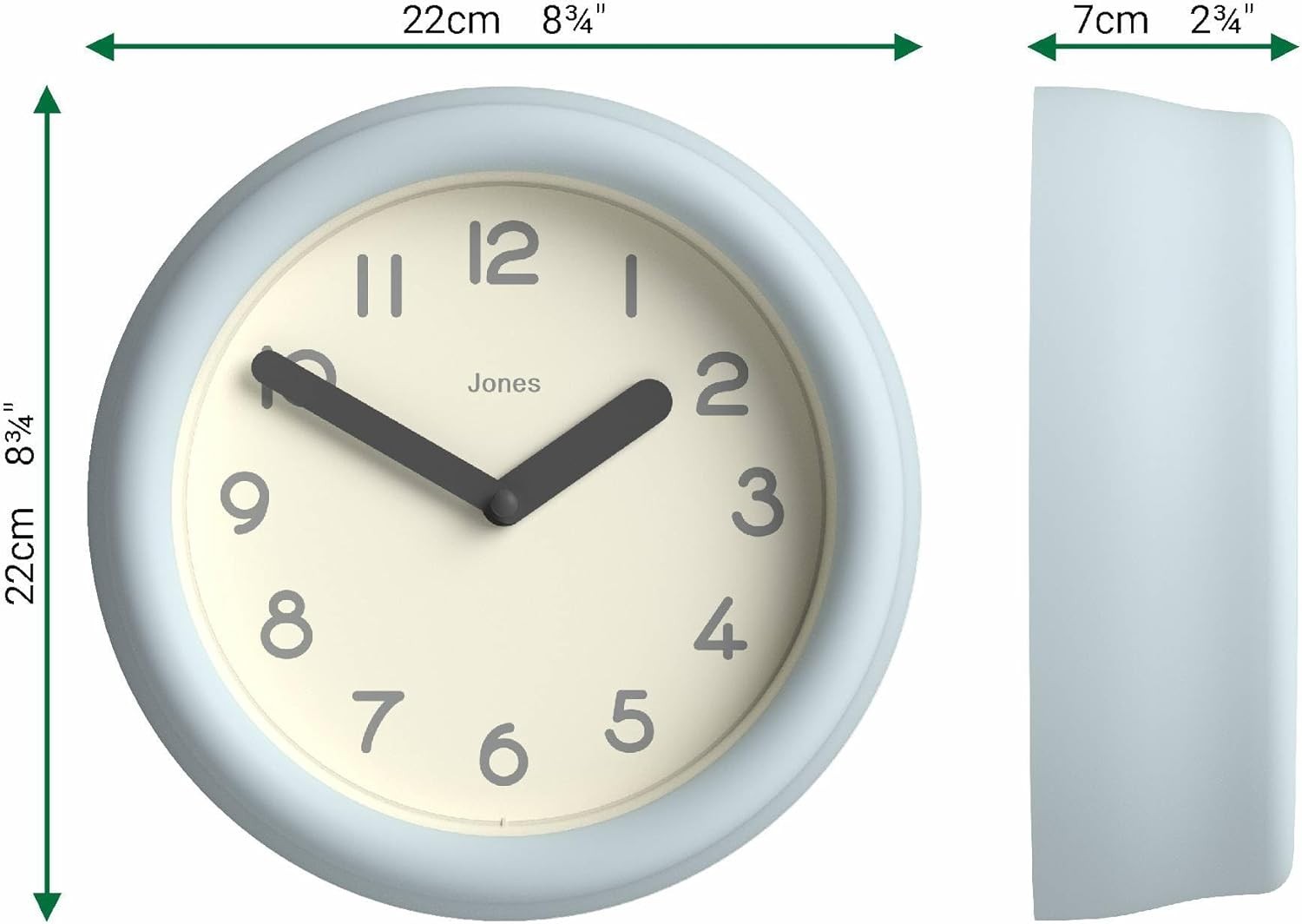 Small Blue Wall Clock 22cm Modern Silent Quartz Round Minimalist Home Decor