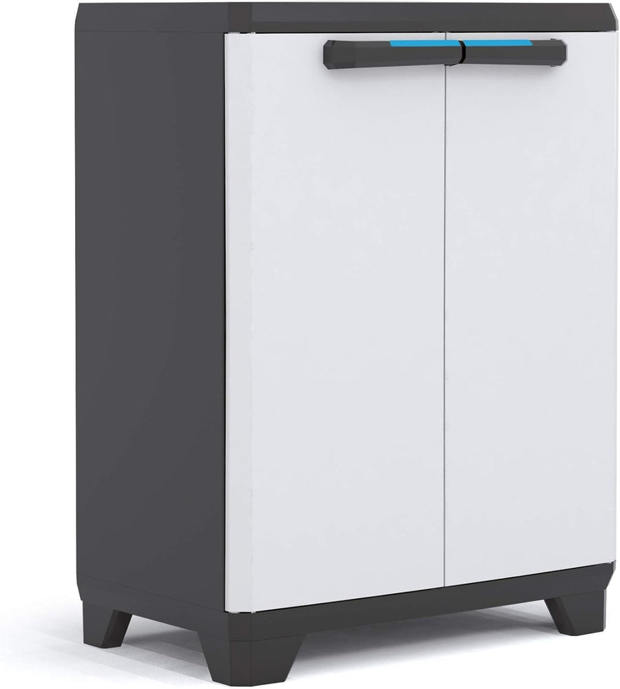 Low Plastic Storage Cabinet with Adjustable Shelves for Garage or Home
