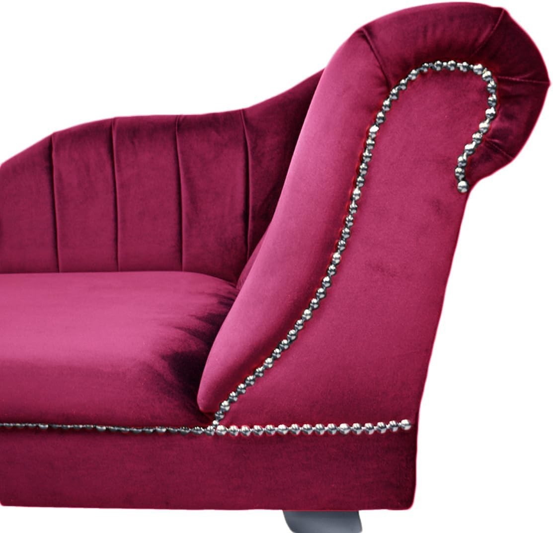 Velvet Chaise Lounge Right Hand Tufted Accent Sofa Chair Boysenberry 133cm