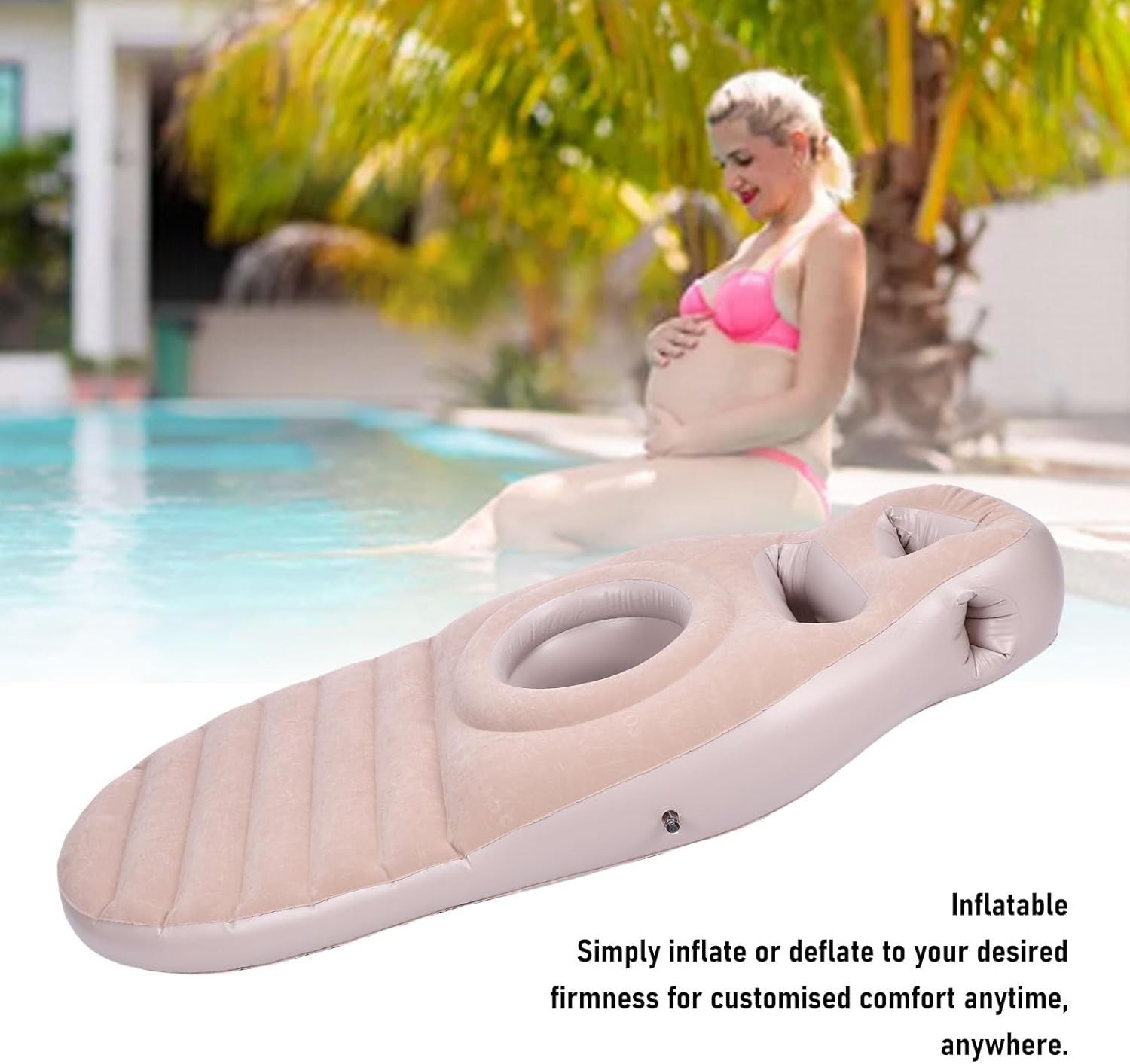 Inflatable Pregnancy Body Pillow Full Body Maternity Belly Hole Grey