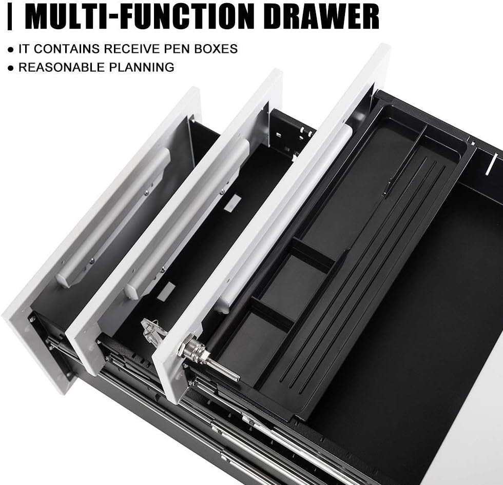 Metal Mobile Filing Cabinet 3 Drawer Lockable Under Desk Office Storage