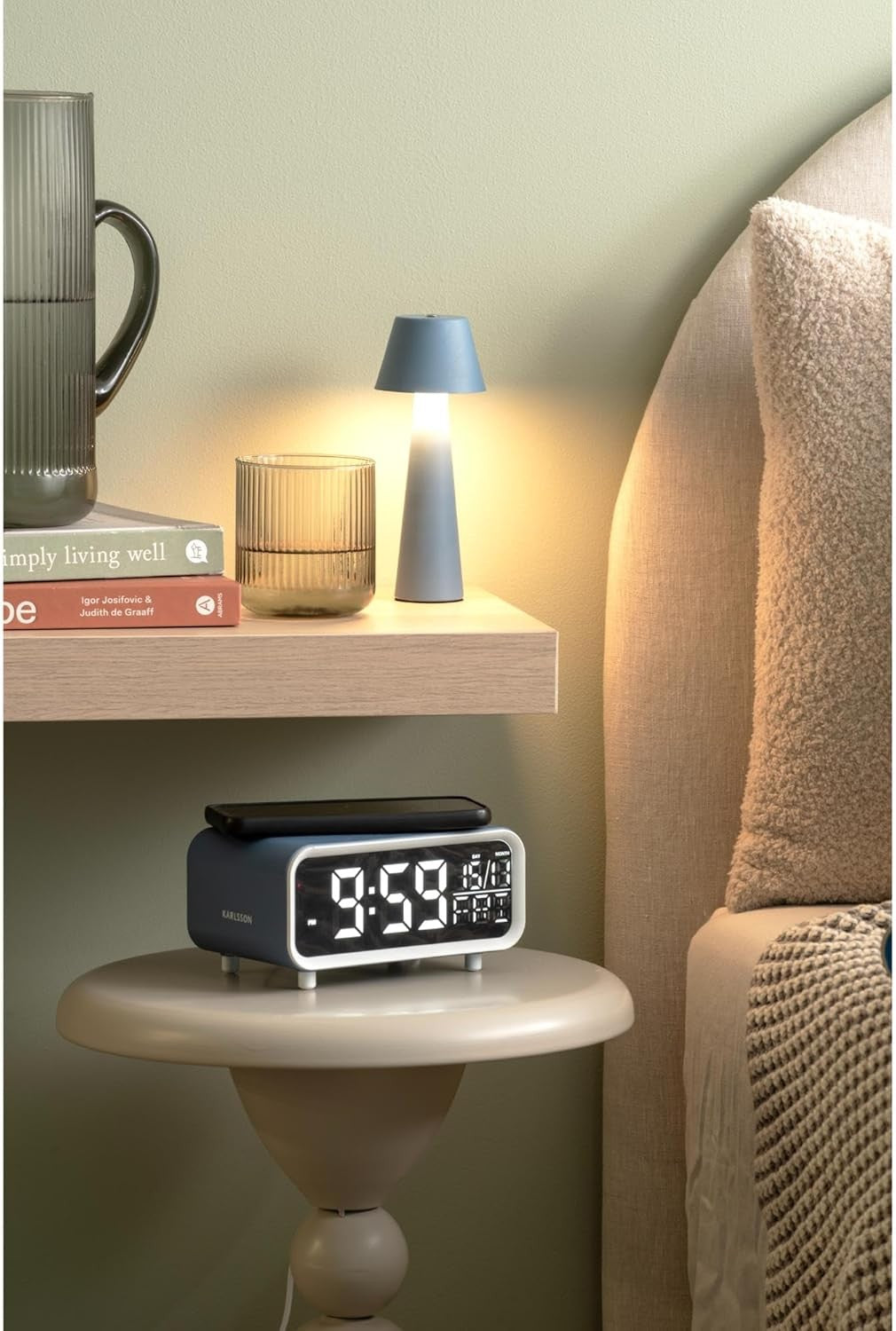 LED Alarm Clock Wireless Phone Charger Day Display Bedside Desk