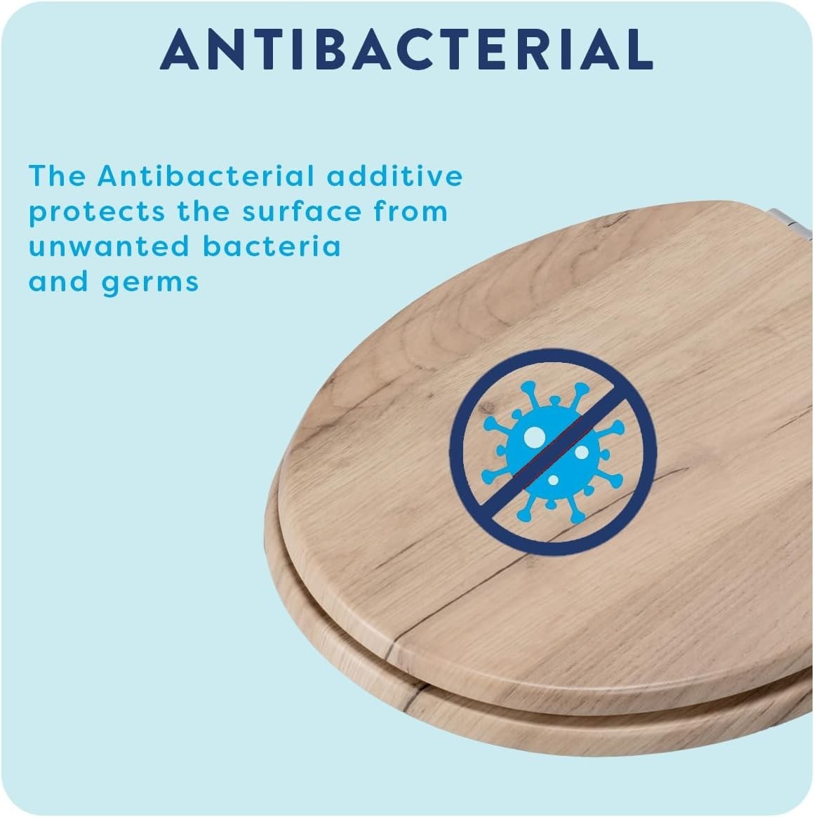 Grey Oak Wooden Toilet Seat Soft Close Quick Release Antibacterial Durable