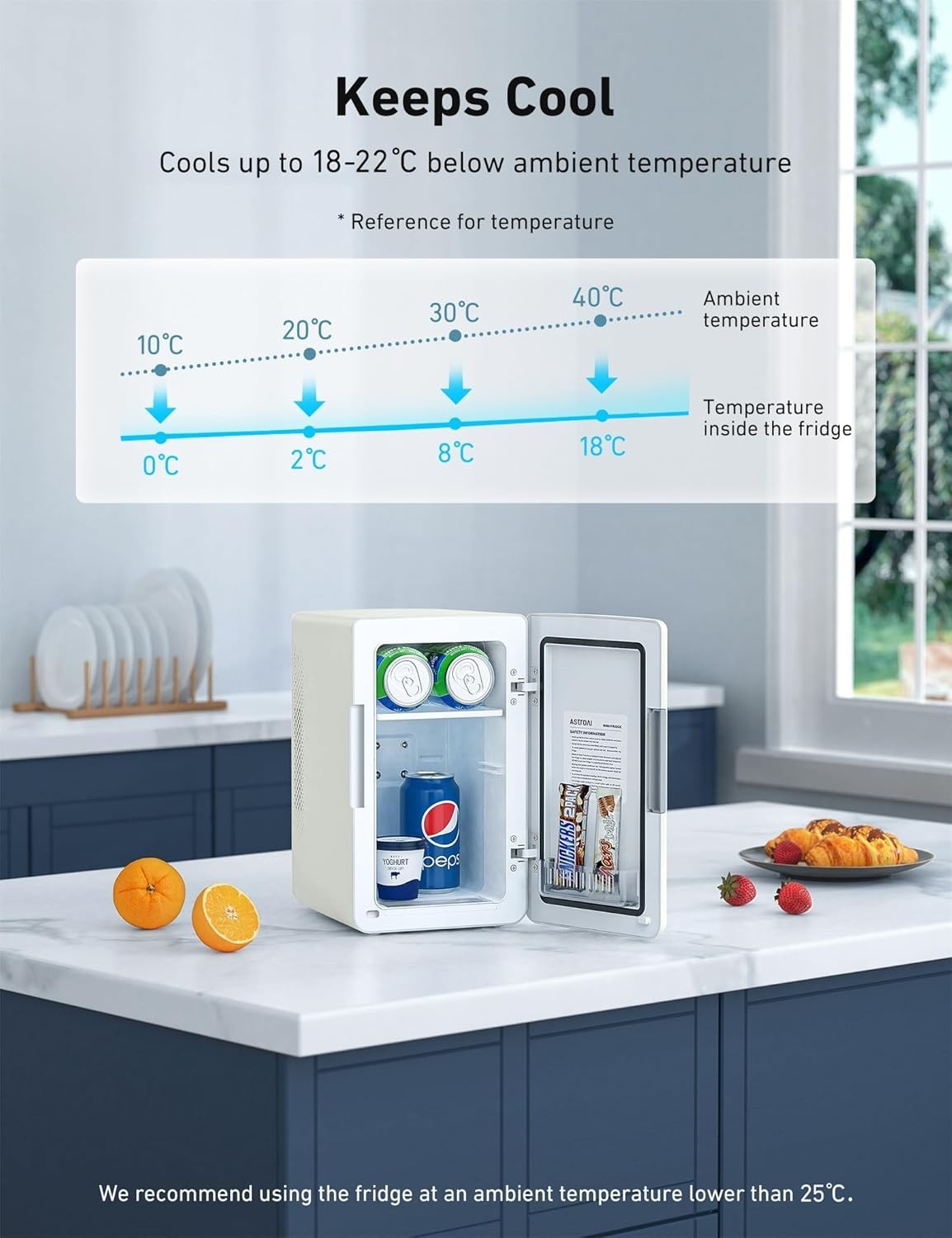 6L Mini Fridge Cooler & Warmer Portable Freestanding Countertop Beige