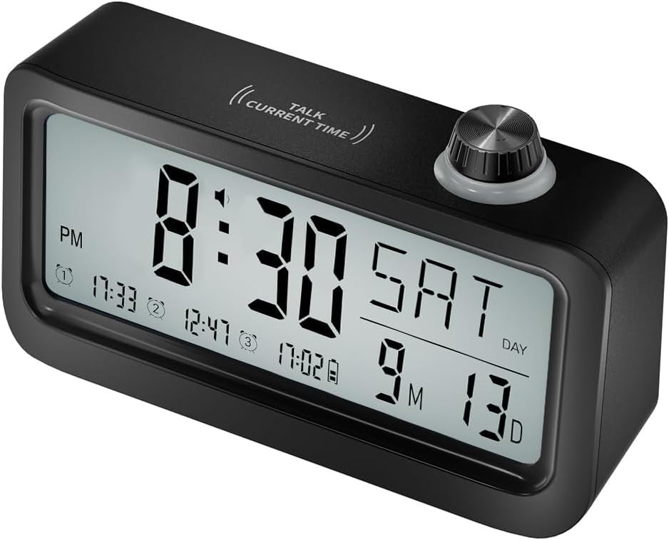 Talking Medication Reminder Alarm Clock Rechargeable Voice Alerts Large Display