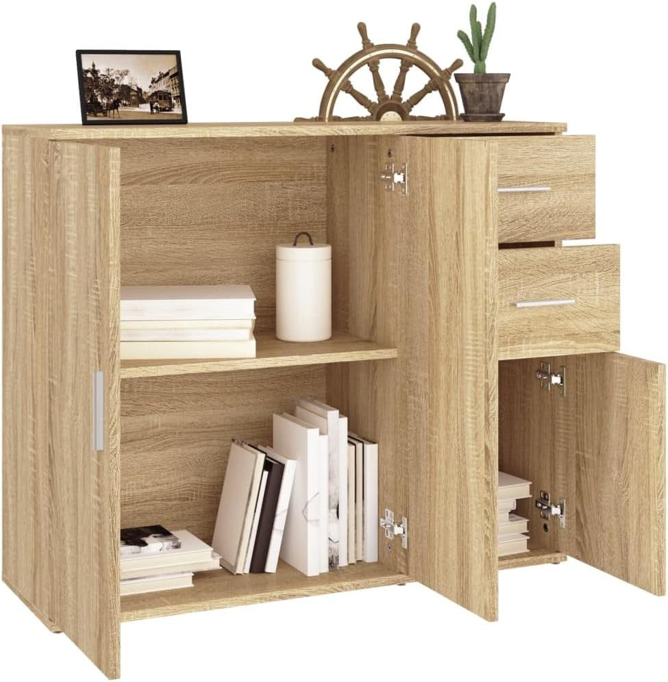 Modern Sonoma Oak Sideboard Storage Cabinet with Spacious Top & 2 Doors