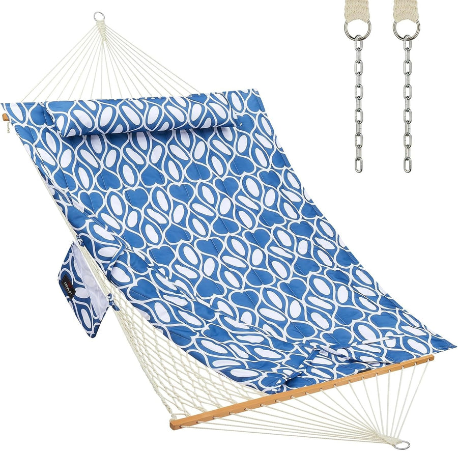 Outdoor Double Hammock w/ Spreader Bar, 475lb Capacity, Pad & Pillow – Garden Pa