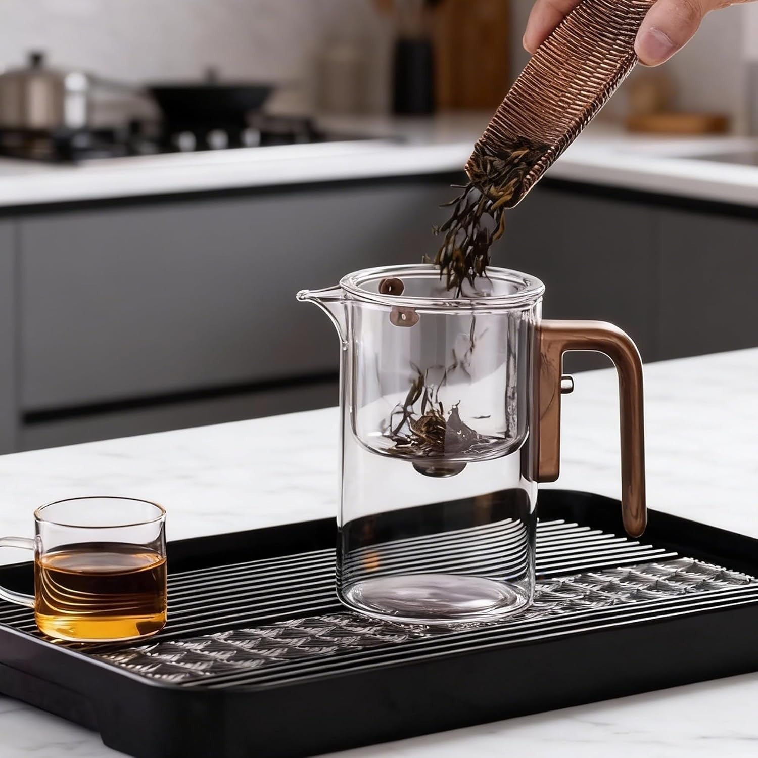 Magic Glass Teapot 600ml Magnetic Infuser Loose Leaf Tea Maker