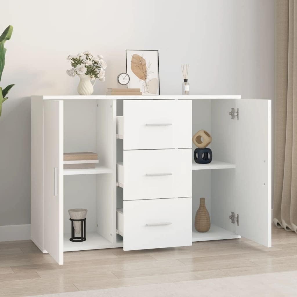 Modern White Sideboard Cabinet 2 Doors 3 Drawers Storage Buffet Table