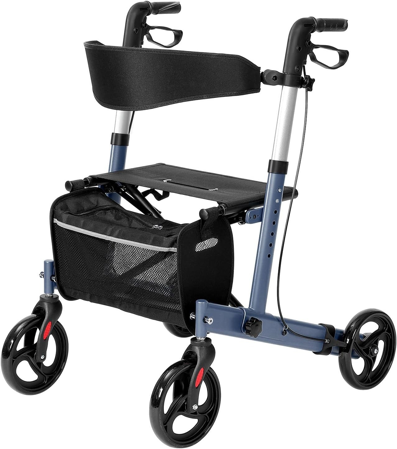 Lightweight Folding Rollator Walker 4 Wheels Seat Adjustable Brakes 300lb