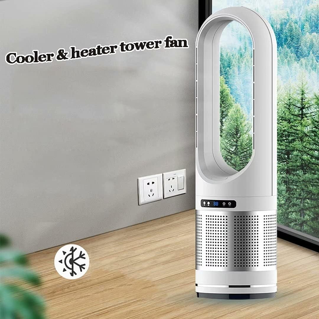 White 46" Bladeless Tower Fan 2000W Heater Air Purifier 8-Speed Oscillating LED