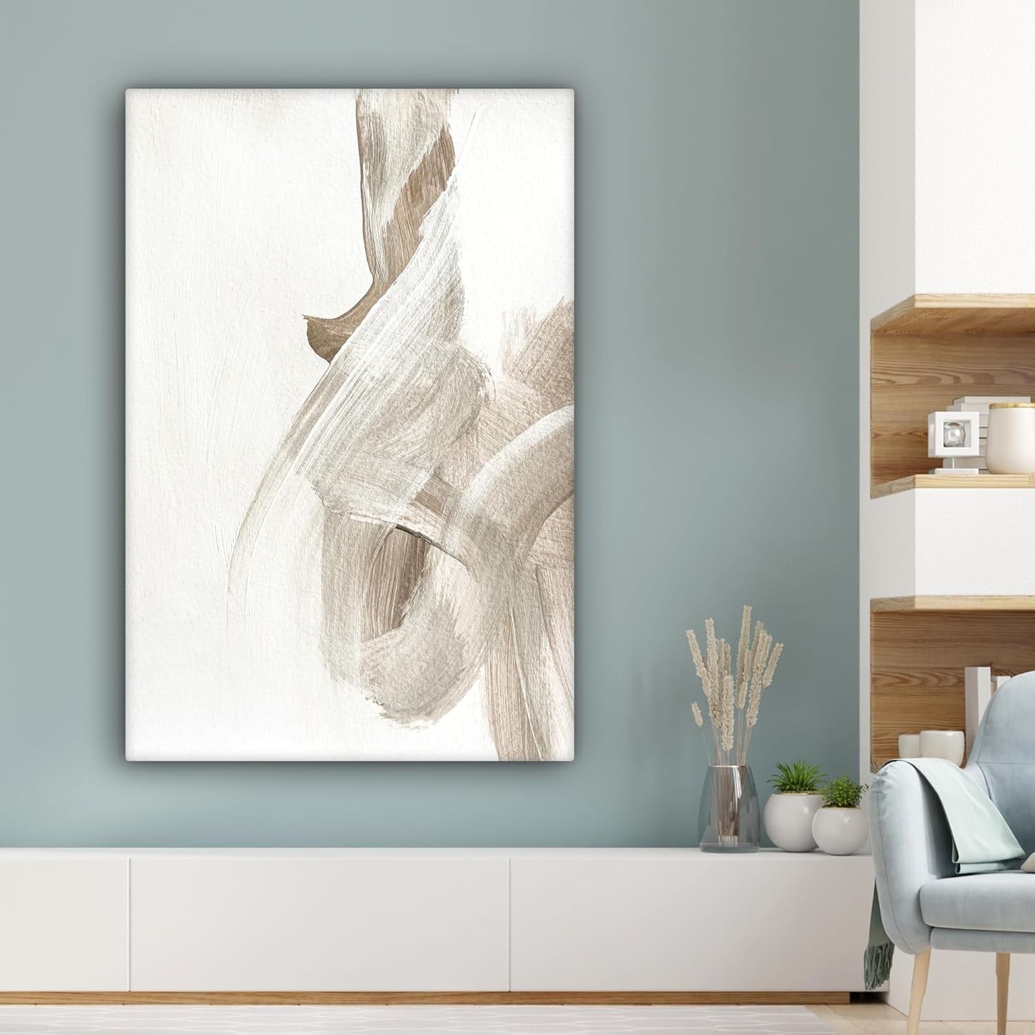 Large Beige Abstract Canvas Wall Art Modern Minimalist Painting 80x120cm