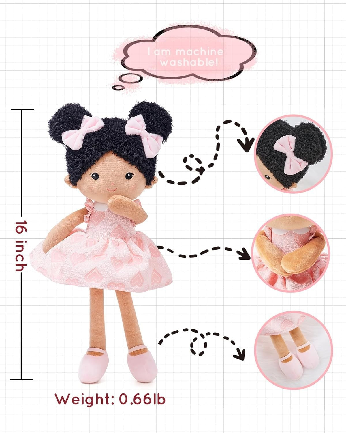 16” Soft Baby Doll Plush Rag Doll First Baby Toy Toddler 1+ Gift