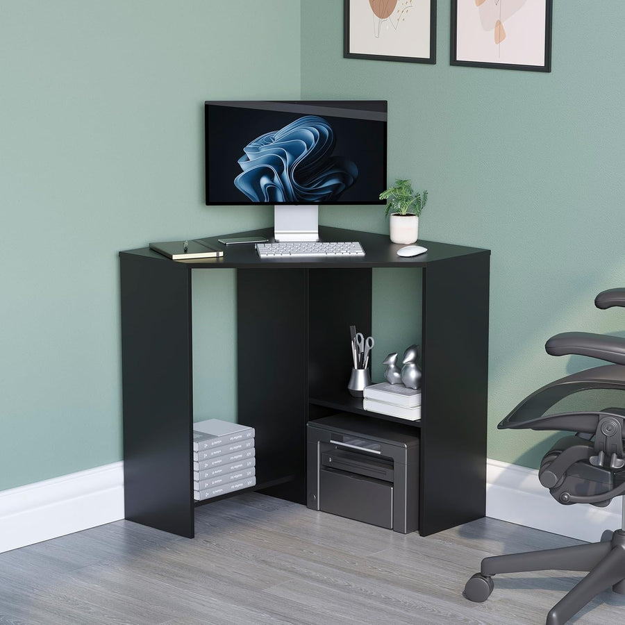 Corner Computer Desk with Shelves Small Home Office PC Laptop Study Table
