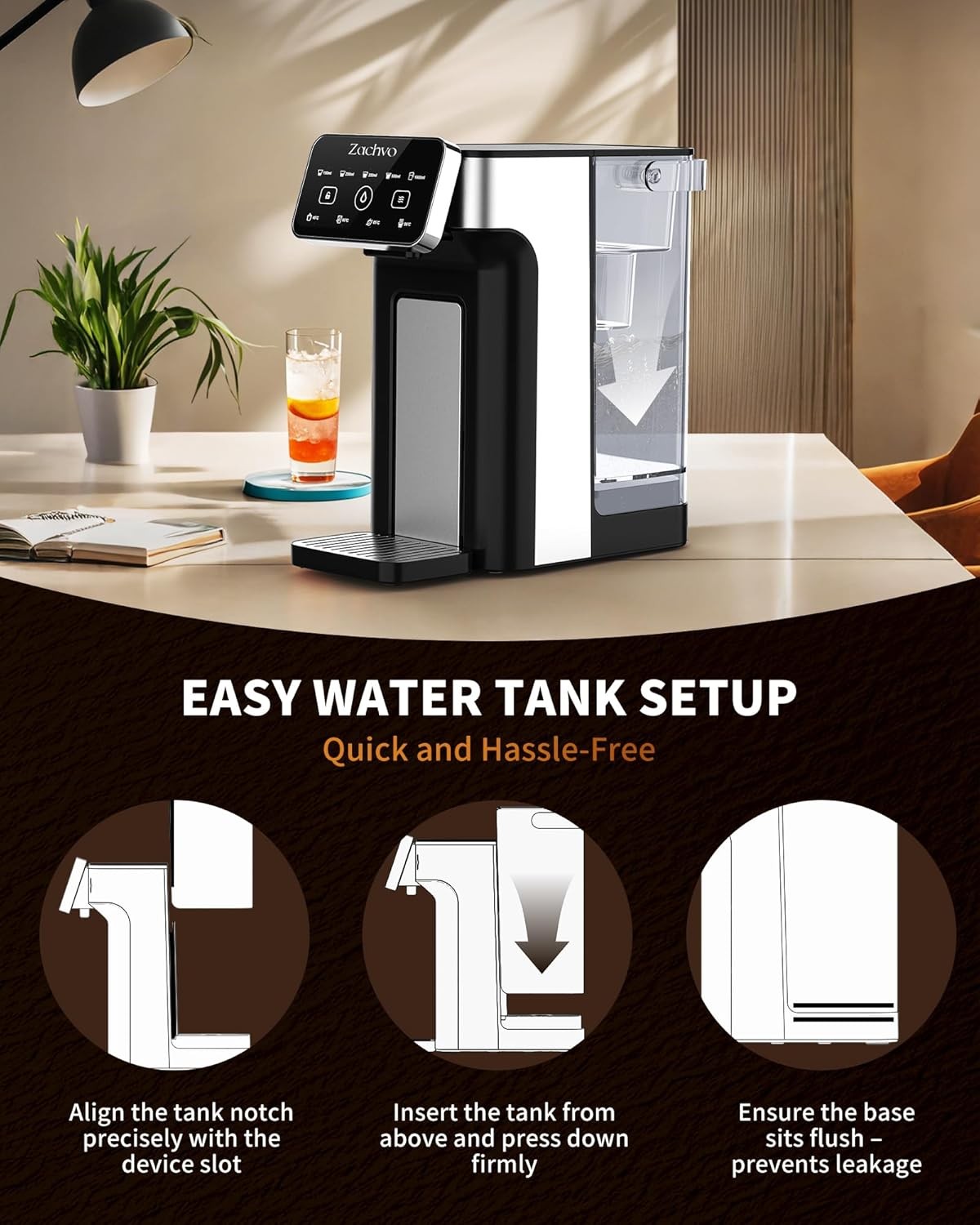 Instant Hot Water Dispenser 2600W 3L Tank Adjustable Temp Volume Child Lock
