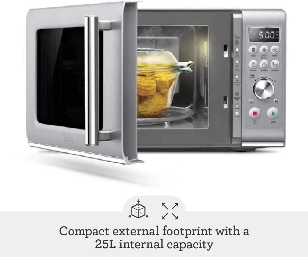Sage Compact Wave Soft Close Microwave 25L Silver, Child Lock, 800W