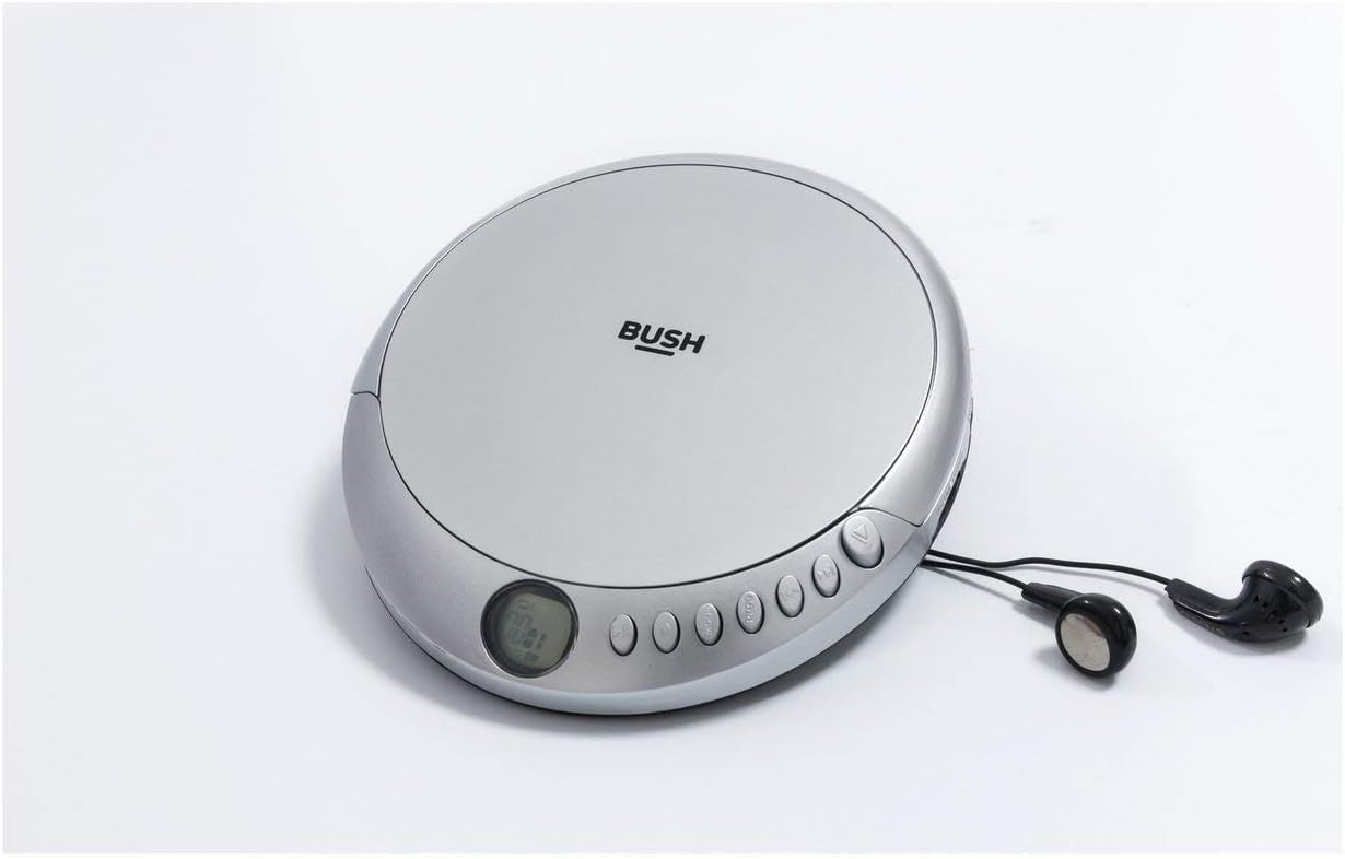 Portable Jog Proof CD Player Silver Compact Personal Music Player AUX