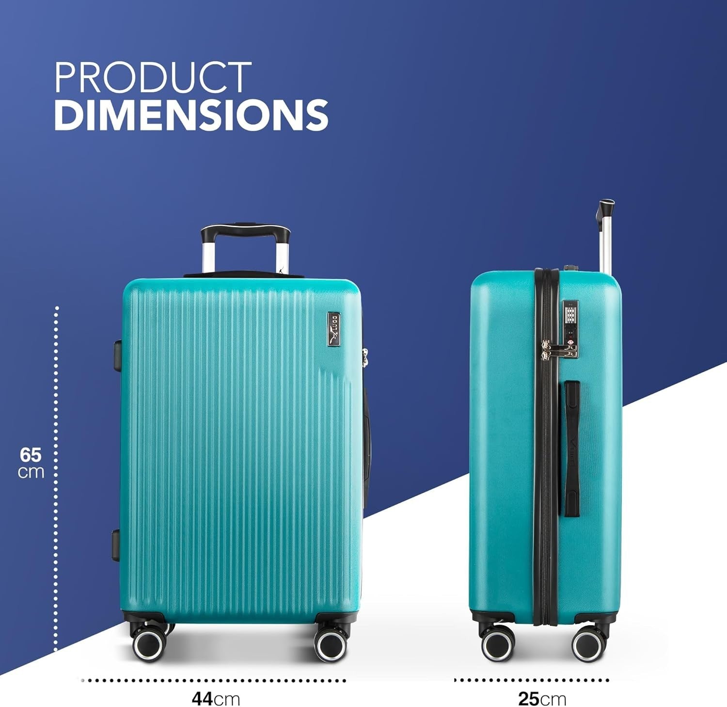 24in Medium Check In Suitcase ABS Hard Shell TSA Lock 360 Spinner Wheels