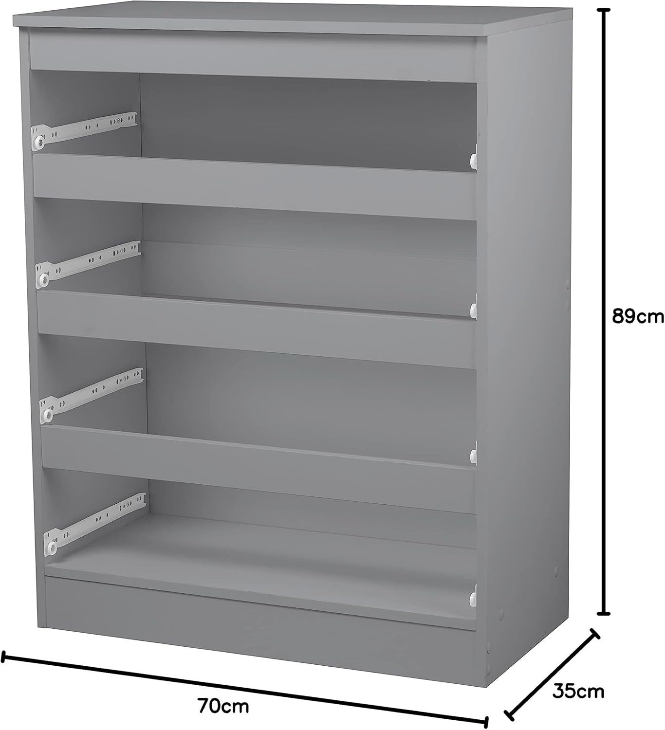 4 Drawer Wooden Chest Cabinet No Handle Storage Cupboard Grey Modern Bedroom