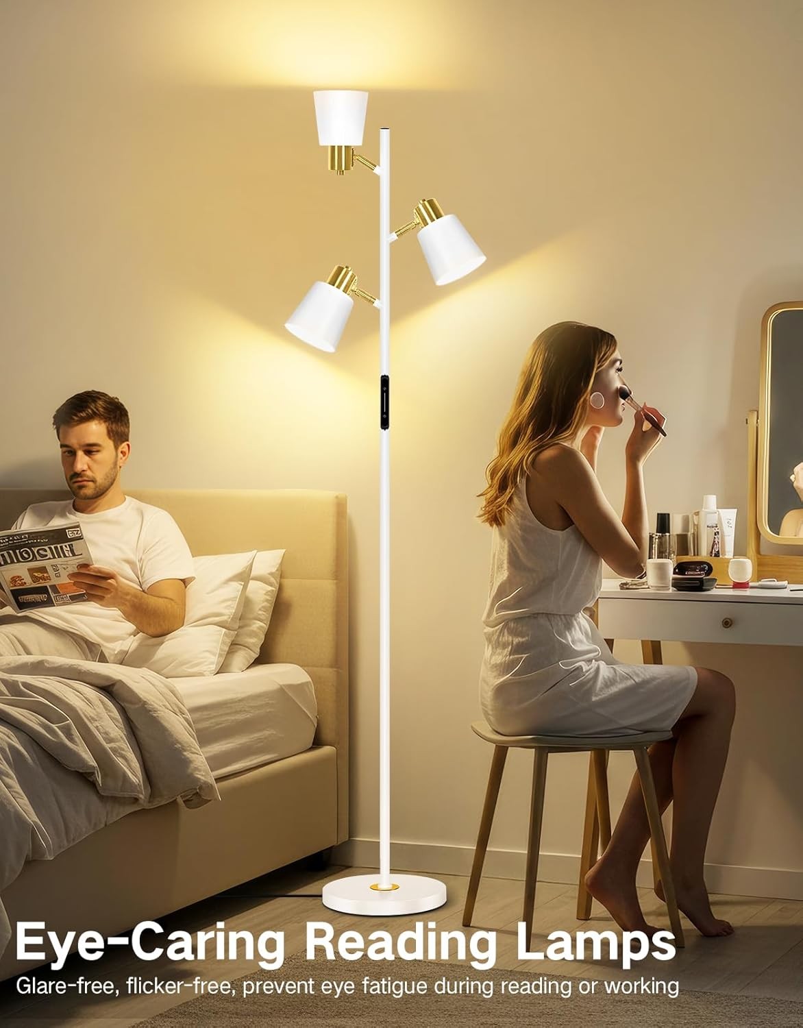 LED Tree Floor Lamp Dimmable Remote Touch 3 Adjustable Modern Light