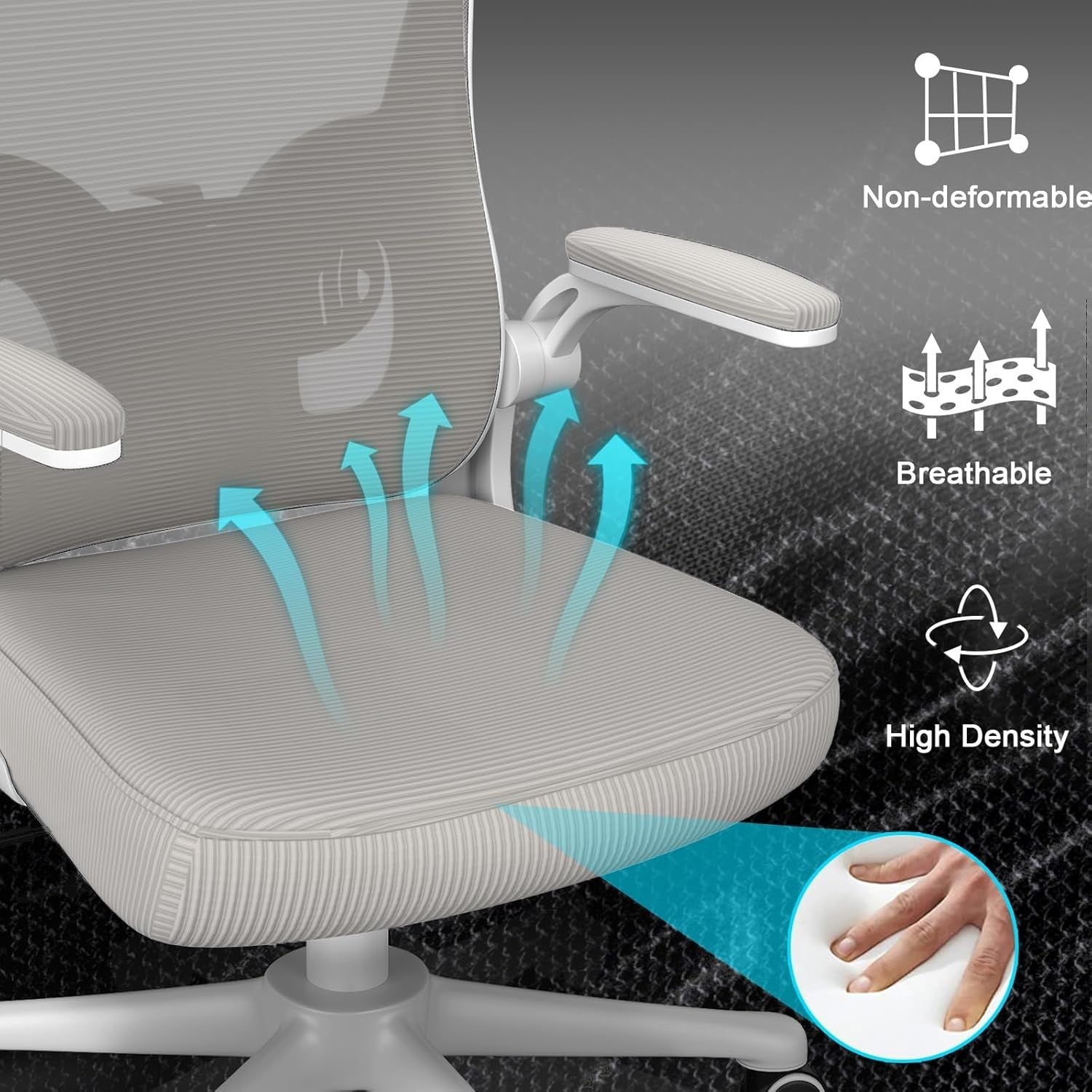 Ergonomic Office Chair Grey Desk Computer Seat Adjustable Lumbar Support Swivel