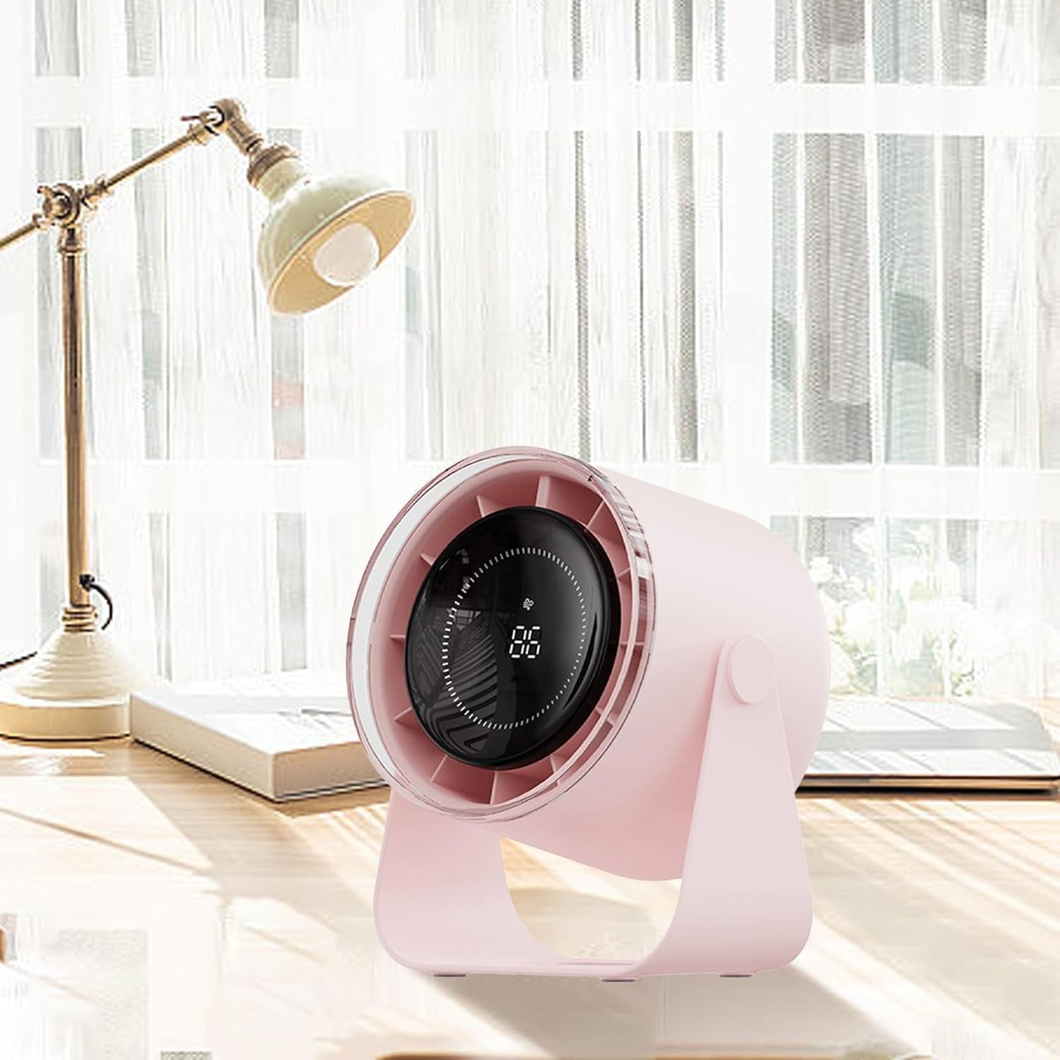 Pink USB Rechargeable Desk Fan – Quiet Cooling 3600mAh Battery Portable Airflow