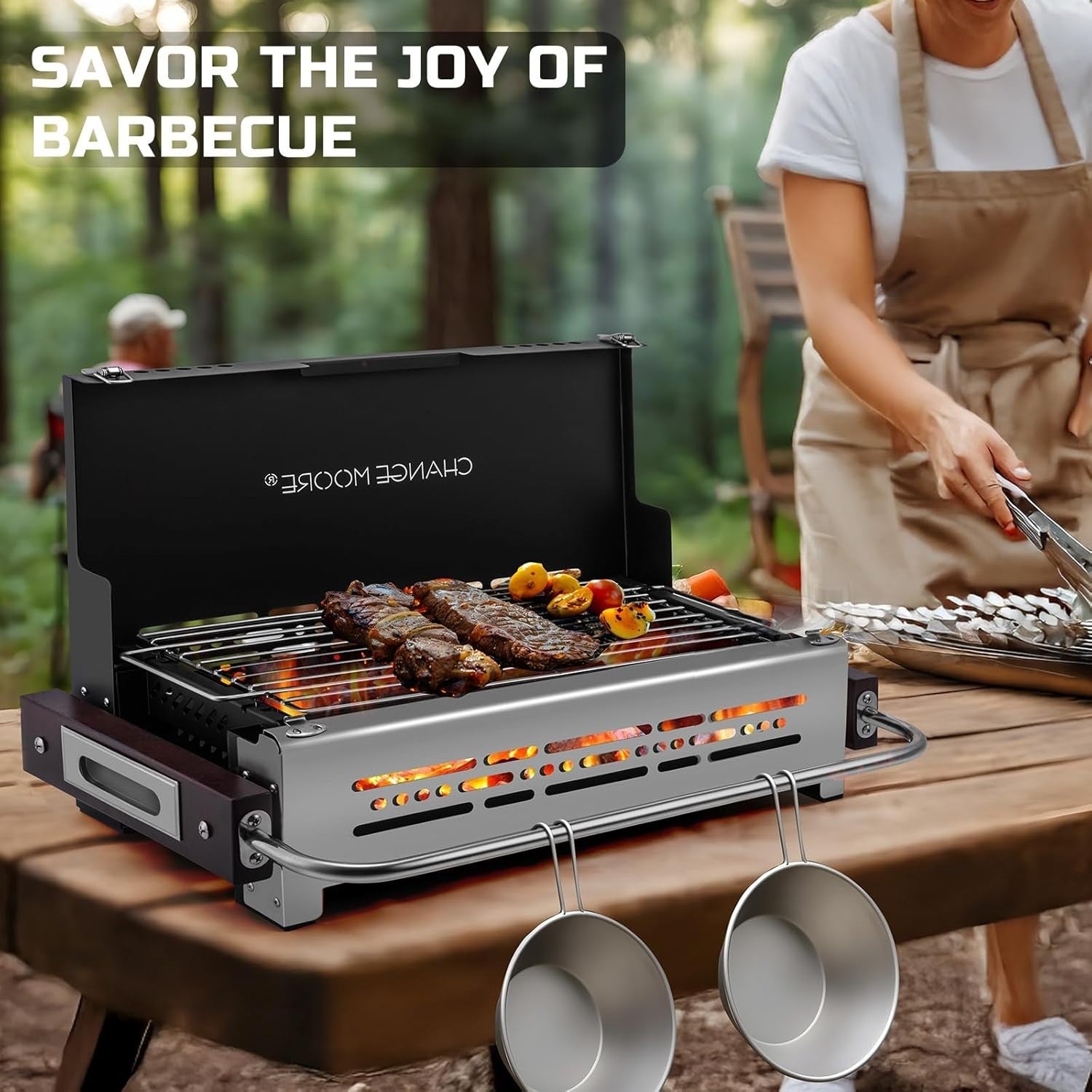 Stainless Steel Portable BBQ Grill – Folding Charcoal Barbecue Heat Resistant
