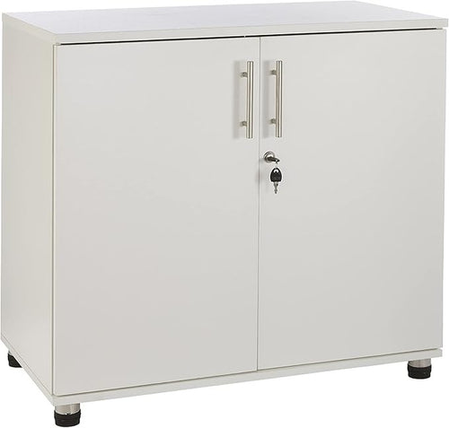 White Wooden Lockable Office Storage Cabinet 2 Door Cupboard File Organizer