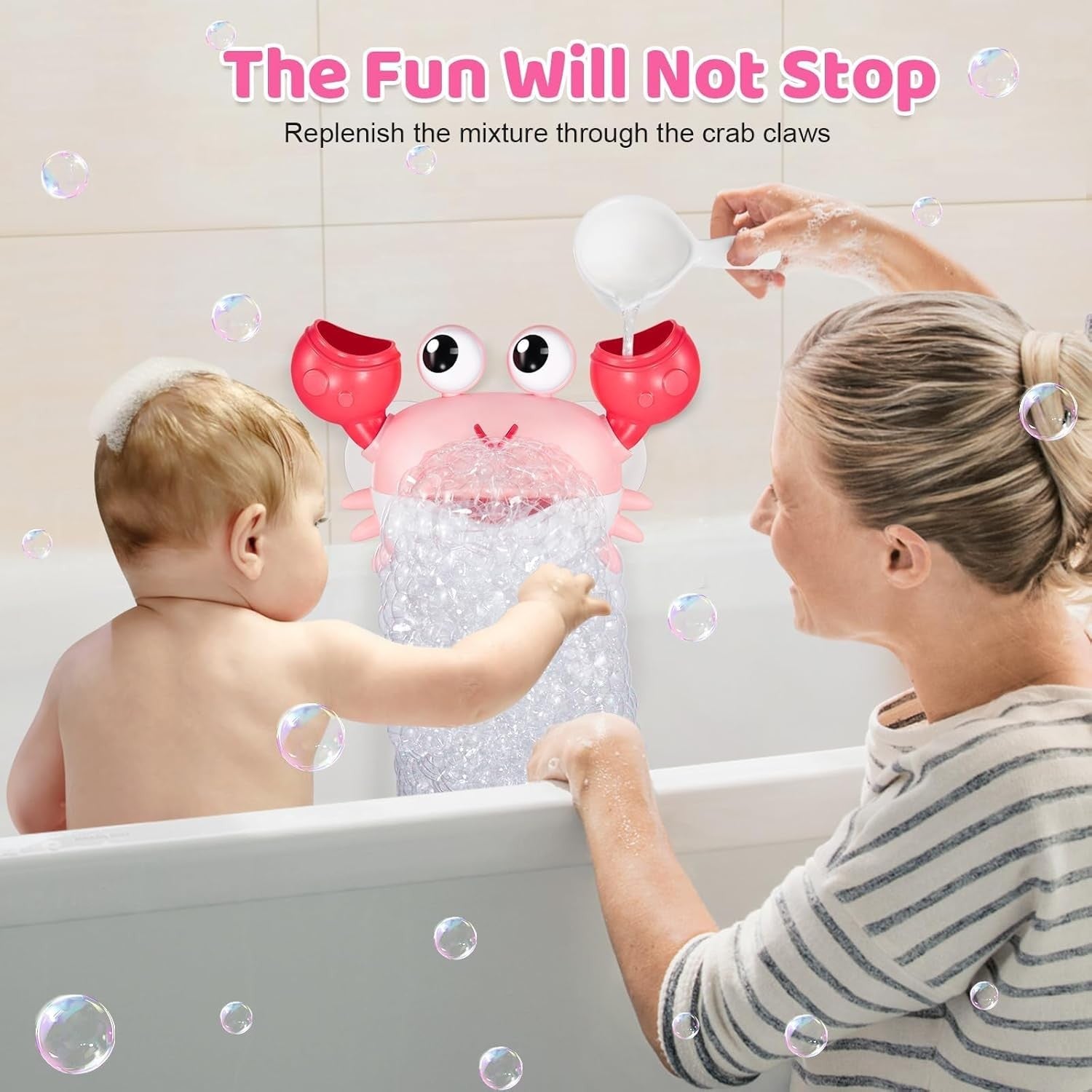 Rechargeable Crab Bath Bubble Machine with Music Toddler Toy